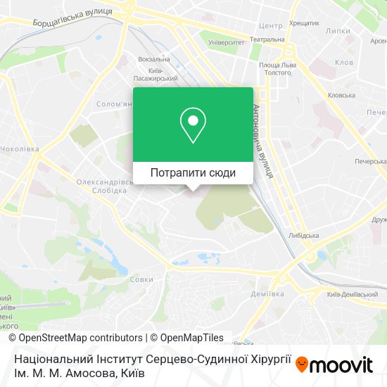 Карта Національний Інститут Серцево-Судинної Хірургії Ім. М. М. Амосова