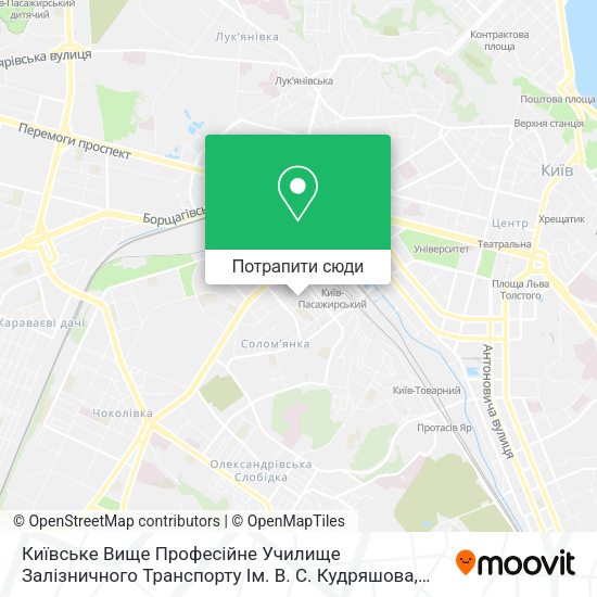 Карта Київське Вище Професійне Училище Залізничного Транспорту Ім. В. С. Кудряшова