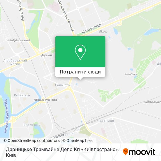 Карта Дарницьке Трамвайне Депо Кп «Київпастранс»