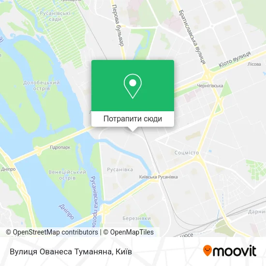 Карта Вулиця Ованеса Туманяна