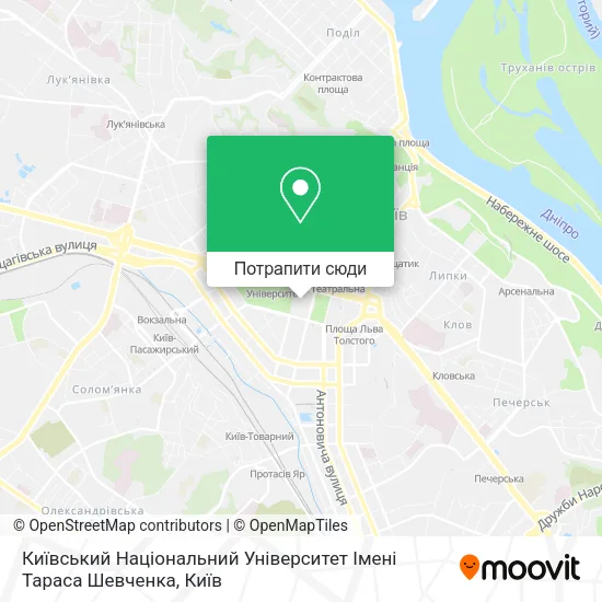 Карта Київський Національний Університет Імені Тараса Шевченка
