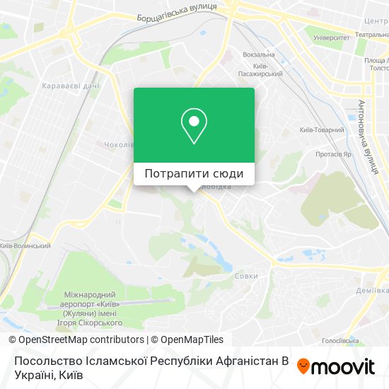 Карта Посольство Ісламської Республіки Афганістан В Україні