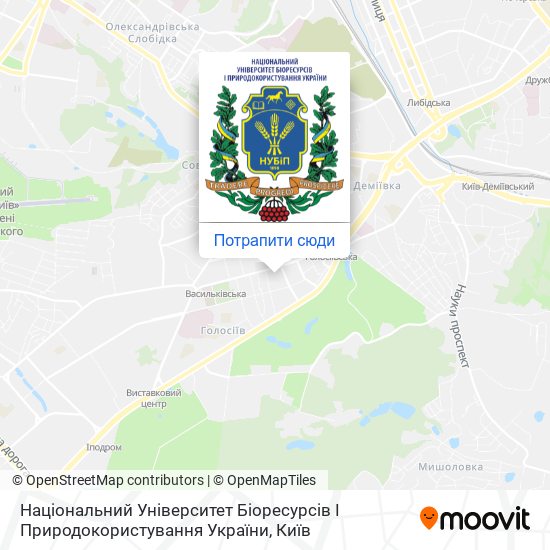 Карта Національний Університет Біоресурсів І Природокористування України