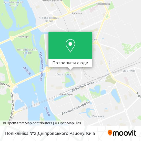 Карта Поліклініка №2 Дніпровського Району