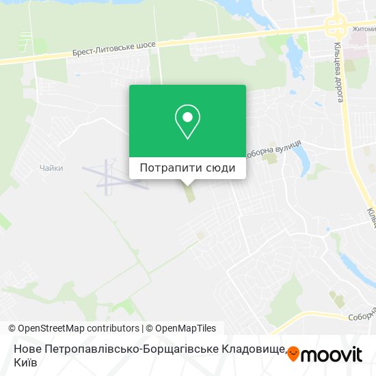 Карта Нове Петропавлівсько-Борщагівське Кладовище