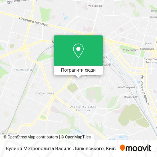 Карта Вулиця Метрополита Василя Липківського