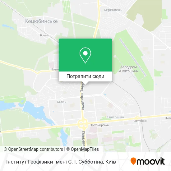 Карта Інститут Геофізики Імені С. І. Субботіна