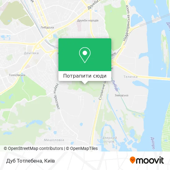 Карта Дуб Тотлебена