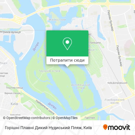 Карта Горішні Плавні Дикий Нудиський Пляж