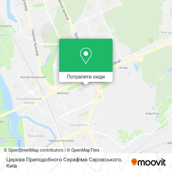 Карта Церква Преподобного Серафіма Саровського