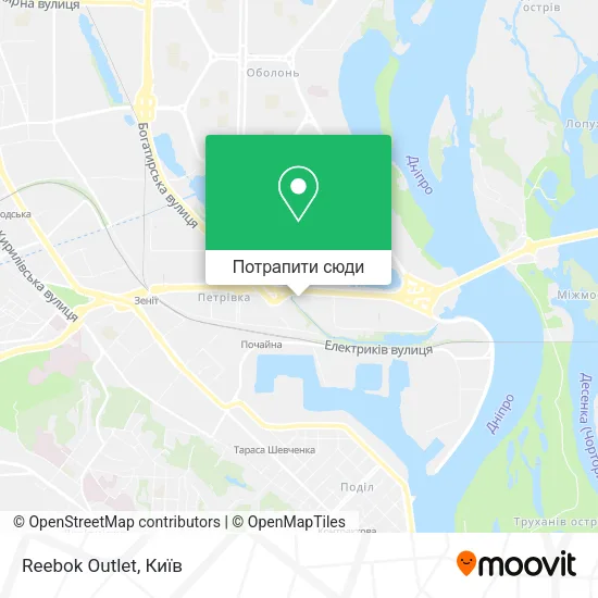 Карта Reebok Outlet