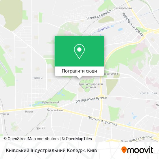 Карта Київський Індустріальний Коледж
