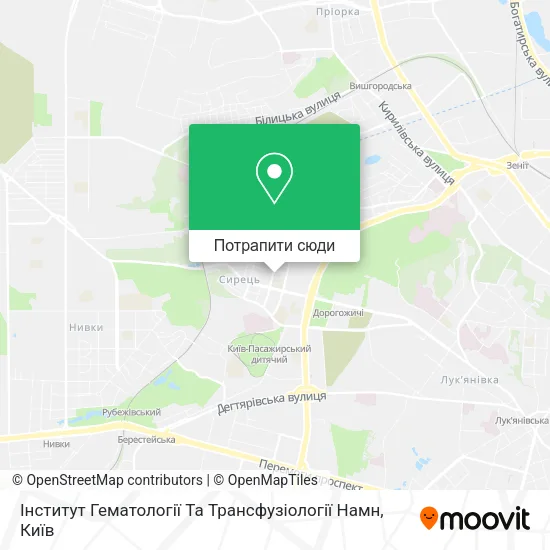 Карта Інститут Гематології Та Трансфузіології Намн