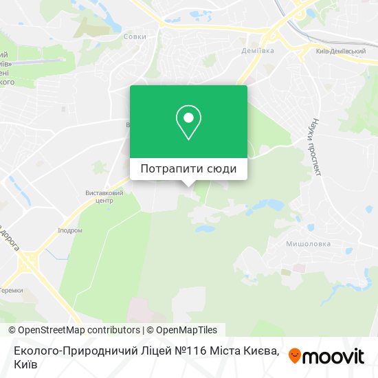 Карта Еколого-Природничий Ліцей №116 Міста Києва