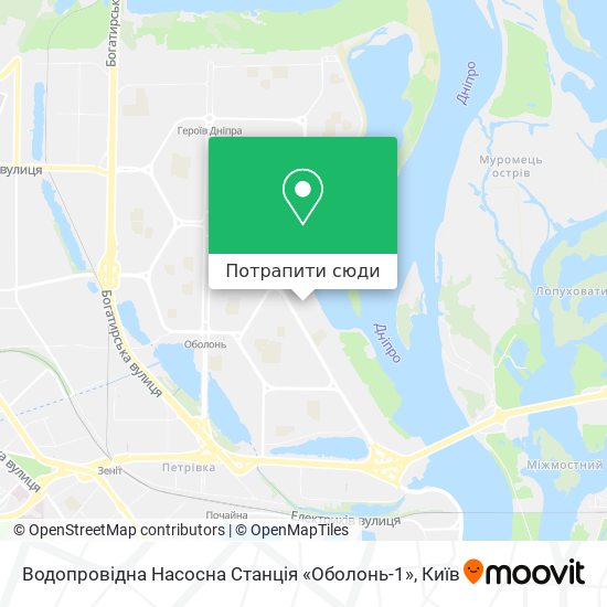 Карта Водопровідна Насосна Станція «Оболонь-1»