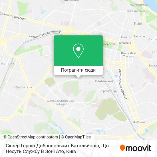 Карта Сквер Героїв Добровольчих Батальйонів, Що Несуть Службу В Зоні Ато