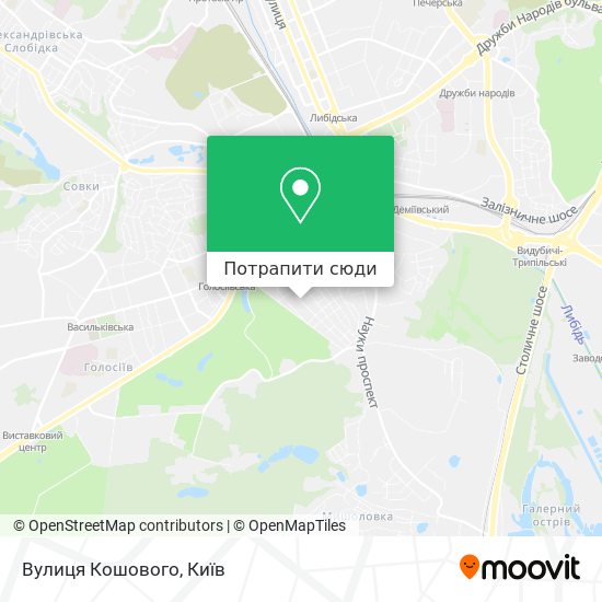 Карта Вулиця Кошового