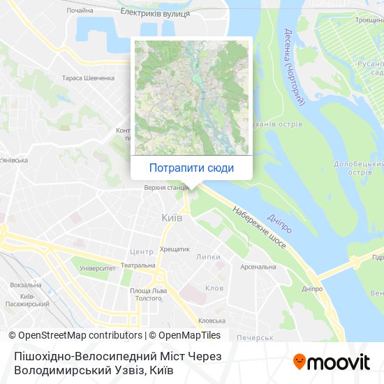 Карта Пішохідно-Велосипедний Міст Через Володимирський Узвіз