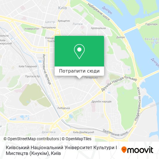 Карта Київський Національний Університет Культури І Мистецтв (Кнукім)
