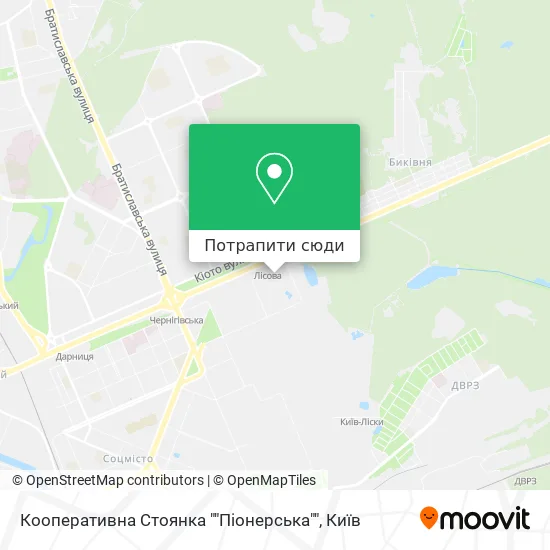 Карта Кооперативна Стоянка ""Піонерська""