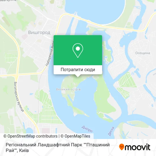 Карта Регіональний Ландшафтний Парк ""Пташиний Рай""