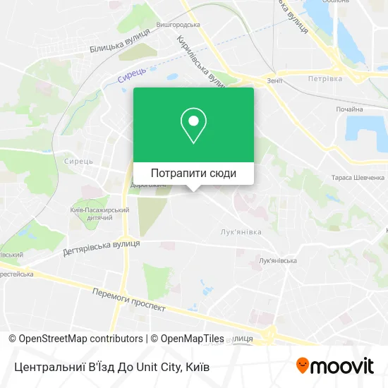 Карта Центральниї В'Їзд До Unit City