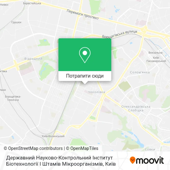 Карта Державний Науково-Контрольний Інститут Біотехнології І Штамів Мікроорганізмів