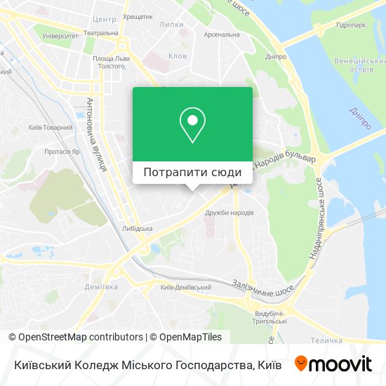 Карта Київський Коледж Міського Господарства