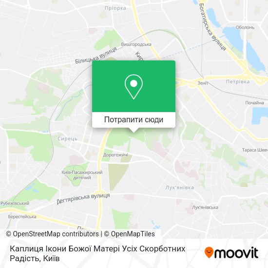 Карта Каплиця Ікони Божої Матері Усіх Скорботних Радість