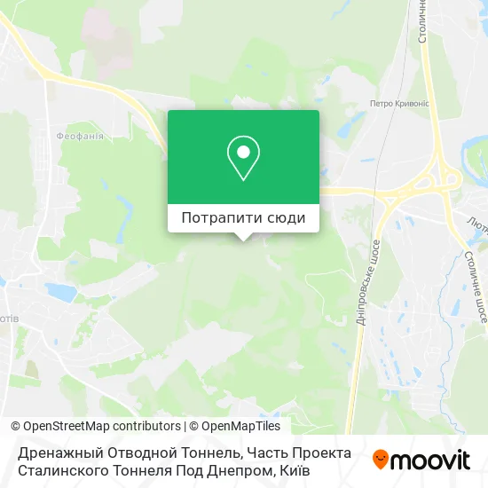 Карта Дренажный Отводной Тоннель, Часть Проекта Сталинского Тоннеля Под Днепром
