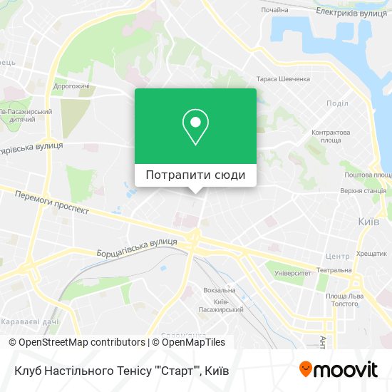 Карта Клуб Настільного Тенісу ""Старт""