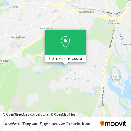 Карта Хребетні Тварини Дідорівських Ставків