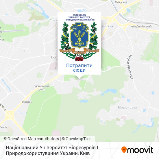 Карта Національний Університет Біоресурсів І Природокористування України