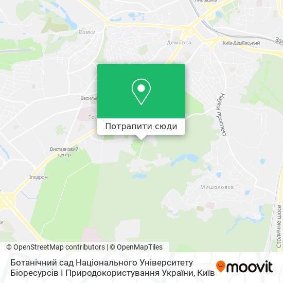Карта Ботанічний сад Національного Університету Біоресурсів І Природокористування України