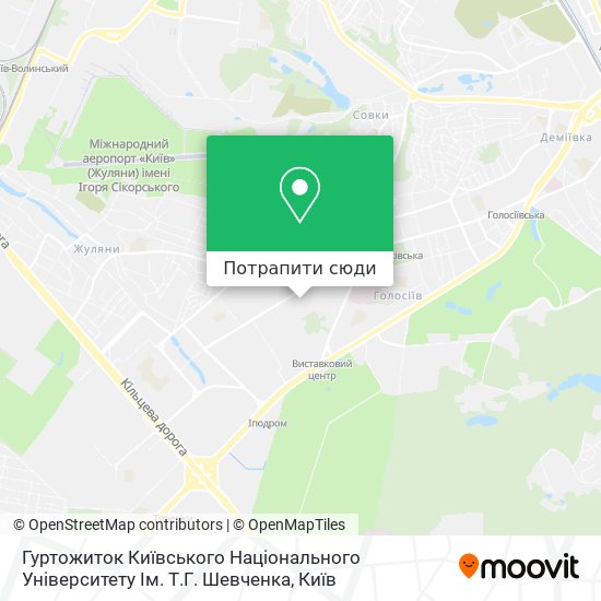 Карта Гуртожиток Київського Національного Університету Ім. Т.Г. Шевченка