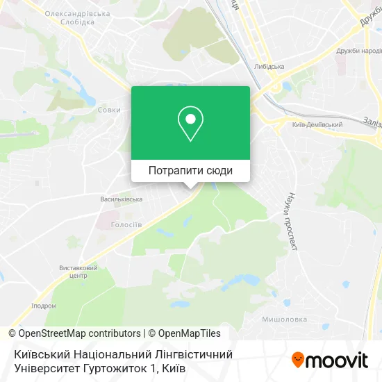 Карта Київський Національний Лінгвістичний Університет Гуртожиток 1