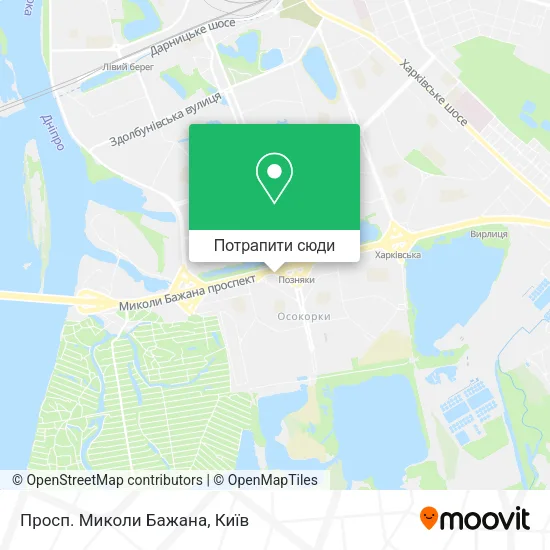 Карта Просп. Миколи Бажана