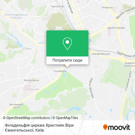 Карта Філадельфія церква Християн Віри Євангельської
