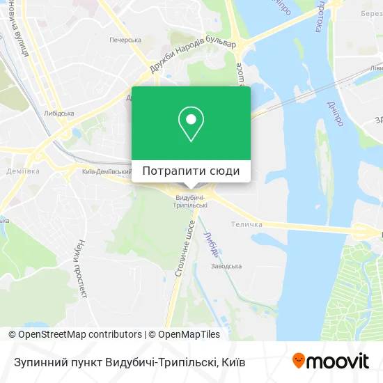 Карта Зупинний пункт Видубичі-Трипільскі