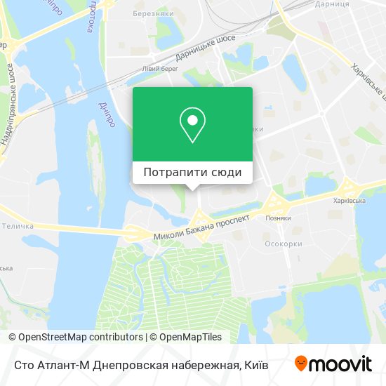 Карта Сто Атлант-М Днепровская набережная