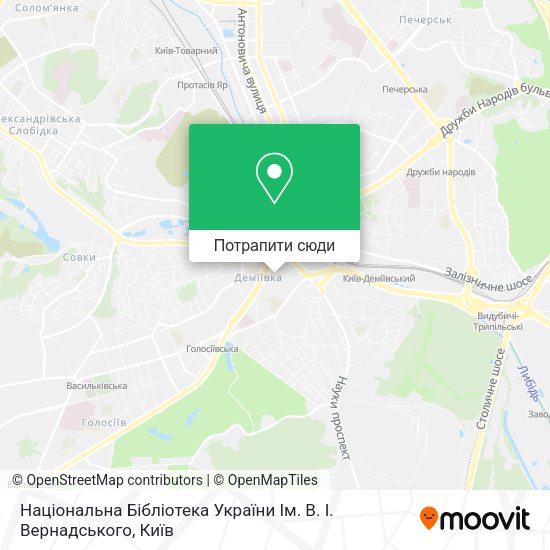 Карта Національна Бібліотека України Ім. В. І. Вернадського