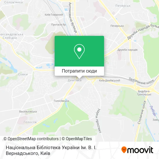 Карта Національна Бібліотека України Ім. В. І. Вернадського