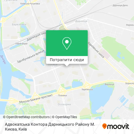 Карта Адвокатська Контора Дарницького Району М. Києва