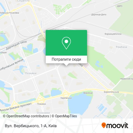 Карта Вул. Вербицького, 1-А
