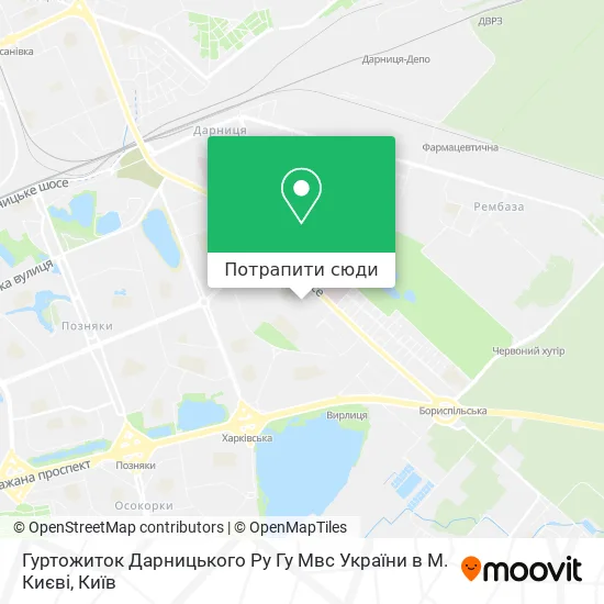 Карта Гуртожиток Дарницького Ру Гу Мвс України в М. Києві