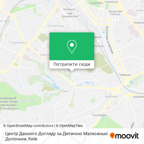 Карта Центр Денного Догляду за Дитиною Малесенькі Долоньки