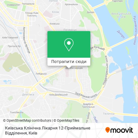 Карта Київська Клінічна Лікарня 12-Приймальне Відділення