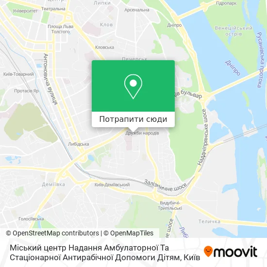 Карта Міський центр Надання Амбулаторної Та Стаціонарної Антирабічної Допомоги Дітям