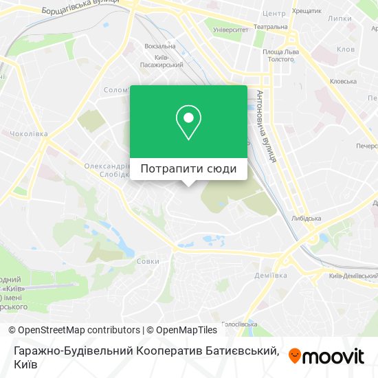 Карта Гаражно-Будівельний Кооператив Батиєвський