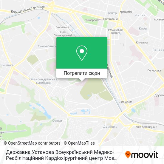 Карта Державна Установа Всеукраїнський Медико-Реабілітаційний Кардіохірургічний центр Моз України